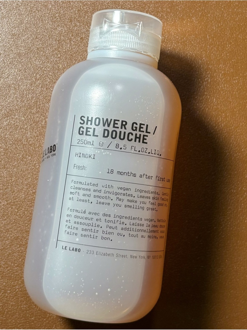 Le Labo Shower Gel/Gel Douche-Hinoki-8.5 fl.oz./250 ml New & Fresh